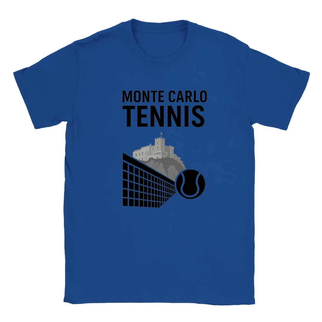 T-shirt featuring a graphic of a tennis player in action at Monte Carlo