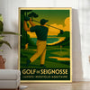 Poster de golf Seignosse estilo vintage art déco amarelo e cinza