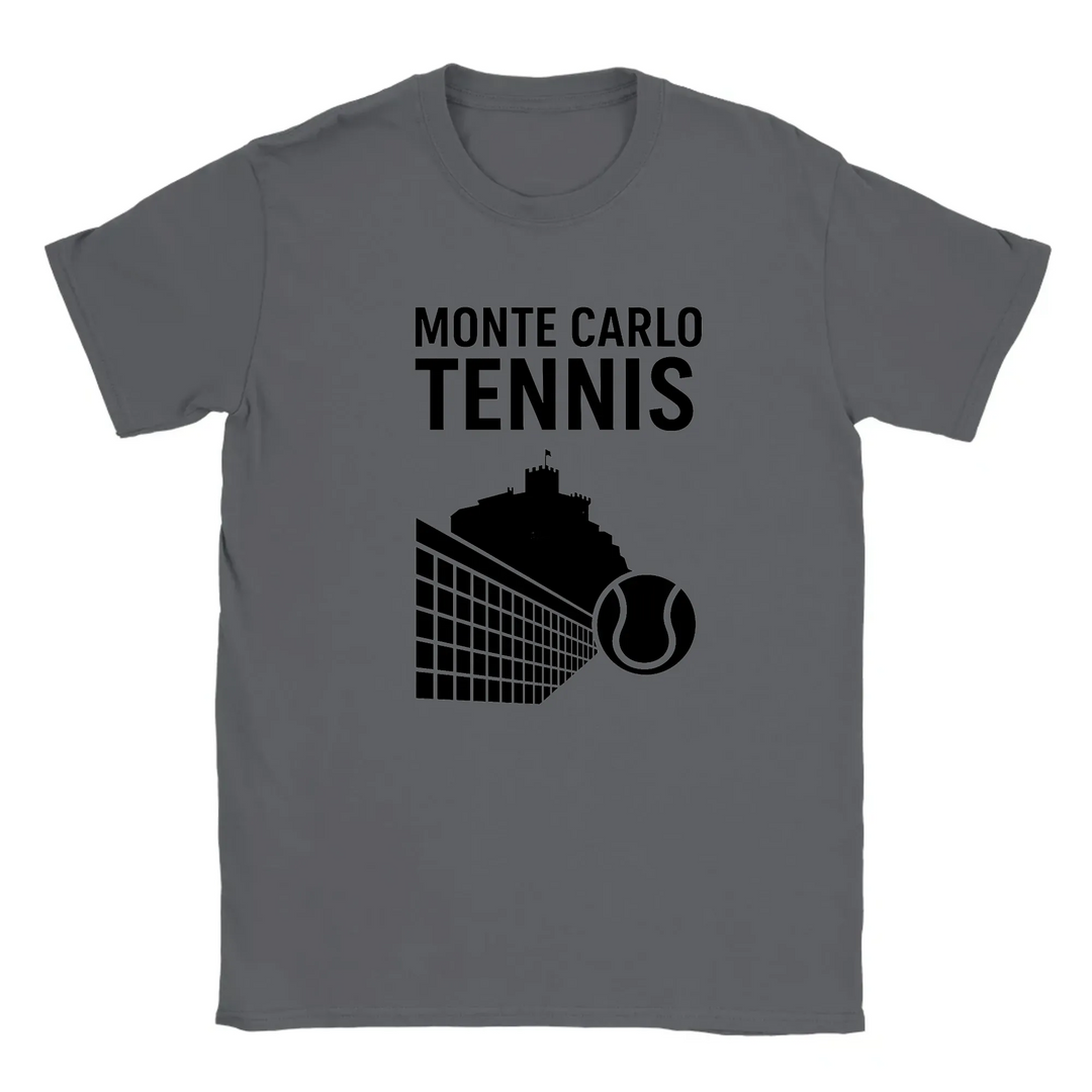 T-shirt featuring a graphic of a tennis player in action at Monte Carlo