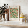 Poster showing William Morris botanical pattern in gray and orange
