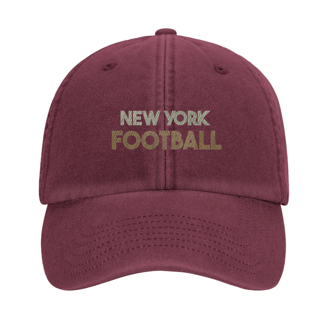 Embroidered cap featuring a vintage New York Football 1 design
