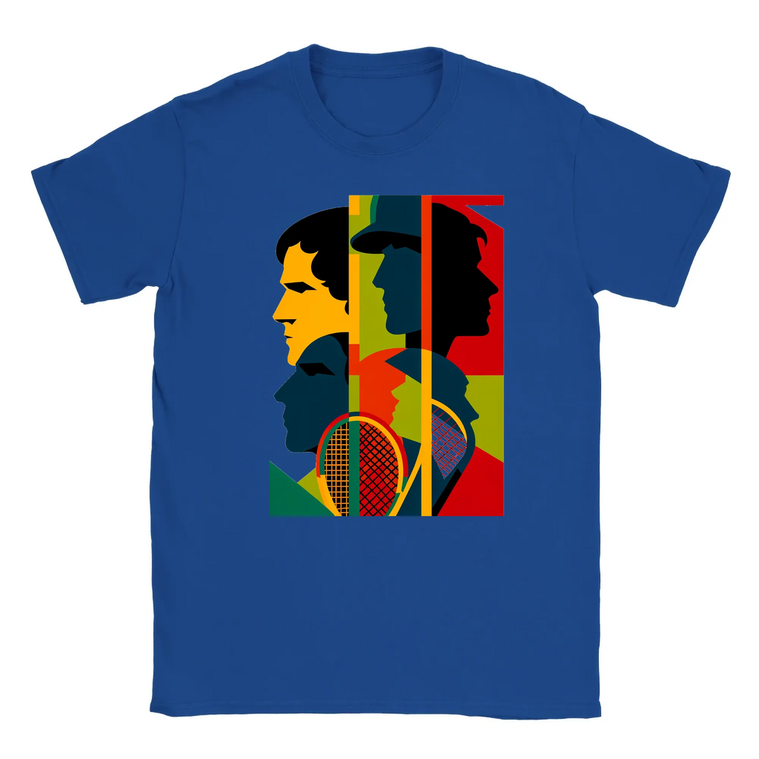 T-shirt featuring a graphic of a tennis tournament scene
