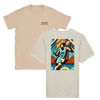 T-shirt con una grafica dinamica di basket in colori vivaci