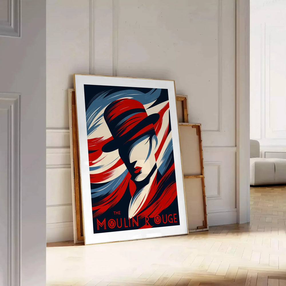 Vintage Moulin Rouge Paris poster, red and black cabaret artwork print