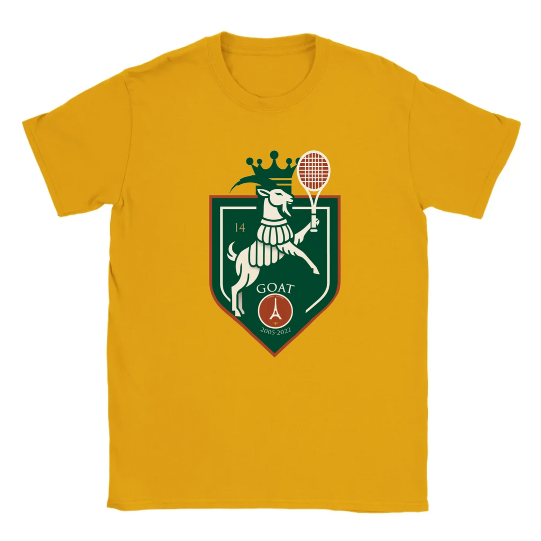 T-shirt featuring a graphic of Rafael Nadal in action at the Paris tennis tournament