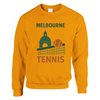 Unisex sweater featuring a retro tennis court graphic inspired by Melbourne