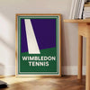 Minimalistyczny plakat Wimbledon tenis w szarości, zieleni i czerni, prosty styl