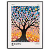 Orange and green cherry tree poster by Yayoi Kusama, bold pattern