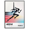 Stylized 400 metres race poster, Paris Olympics design with modern typography - in a black frame
