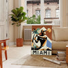 Green and white Miami tennis poster, minimalist retro-style courtside illustration