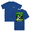 T-shirt featuring a graphic of tennis rackets and a ball in a dynamic design