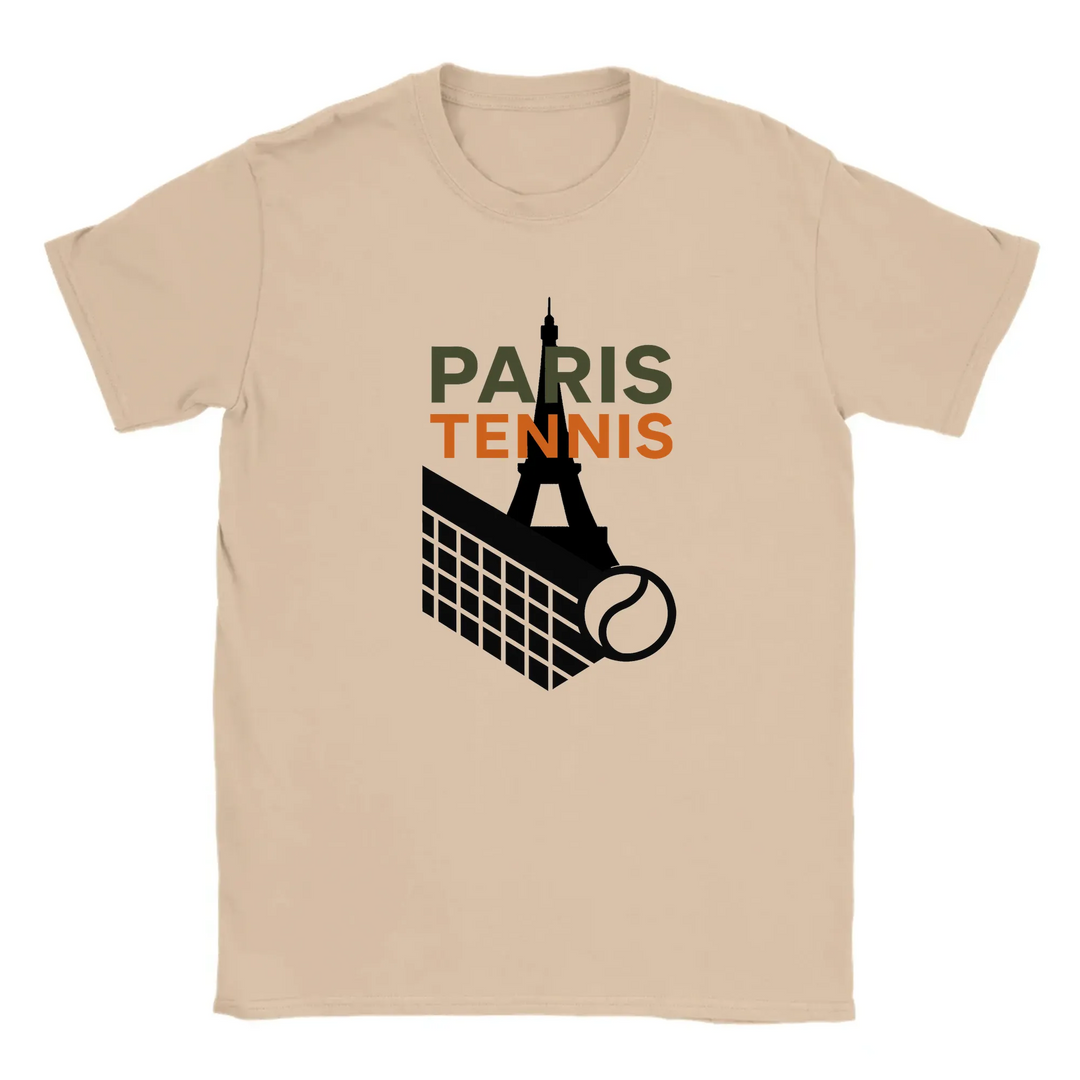 T-shirt featuring a graphic of a tennis player in Paris