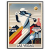 Vintage Art Deco poster depicting a golf scene in Las Vegas with black and orange tones