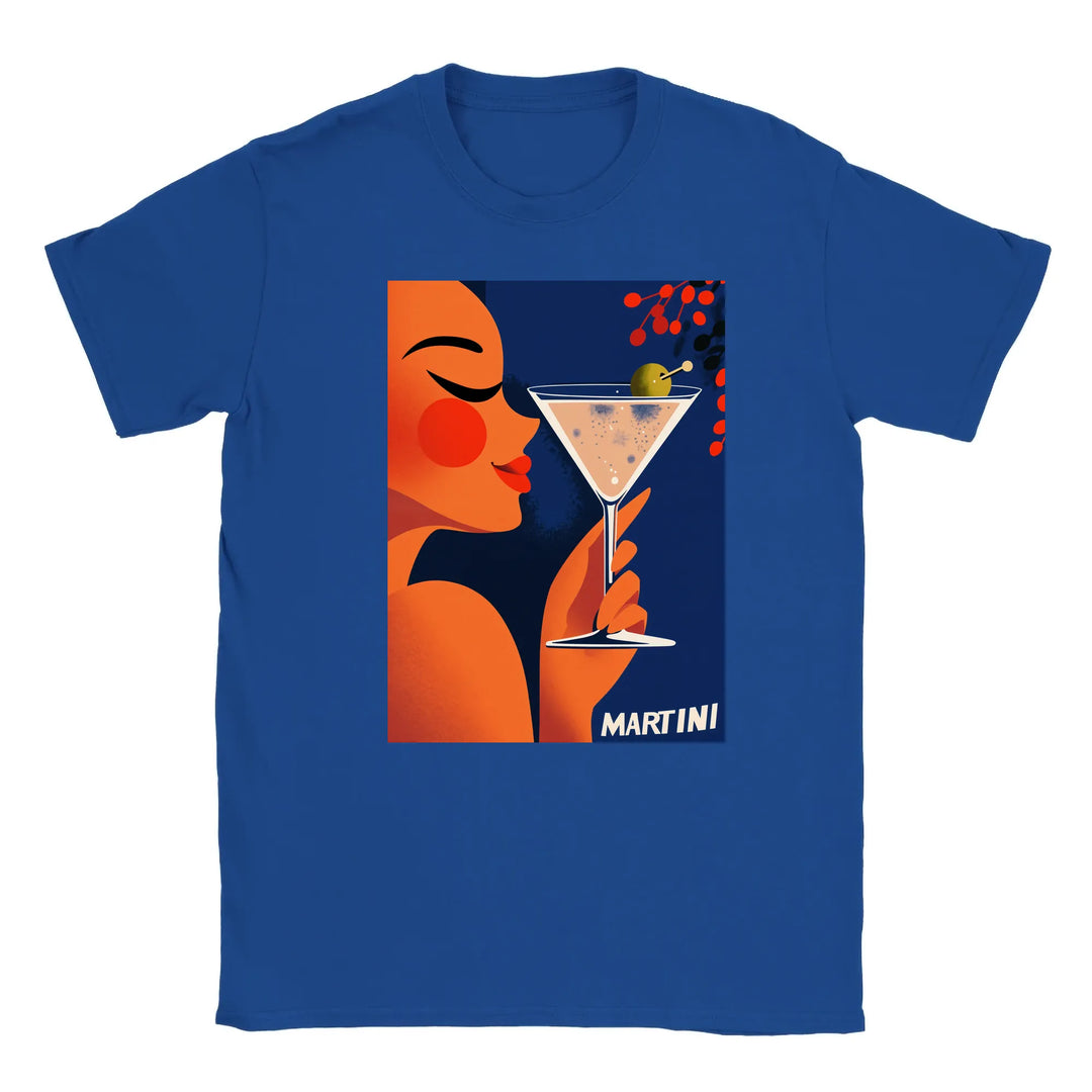 カクテルを楽しむ女性のグラフィックがプリントされたTシャツ