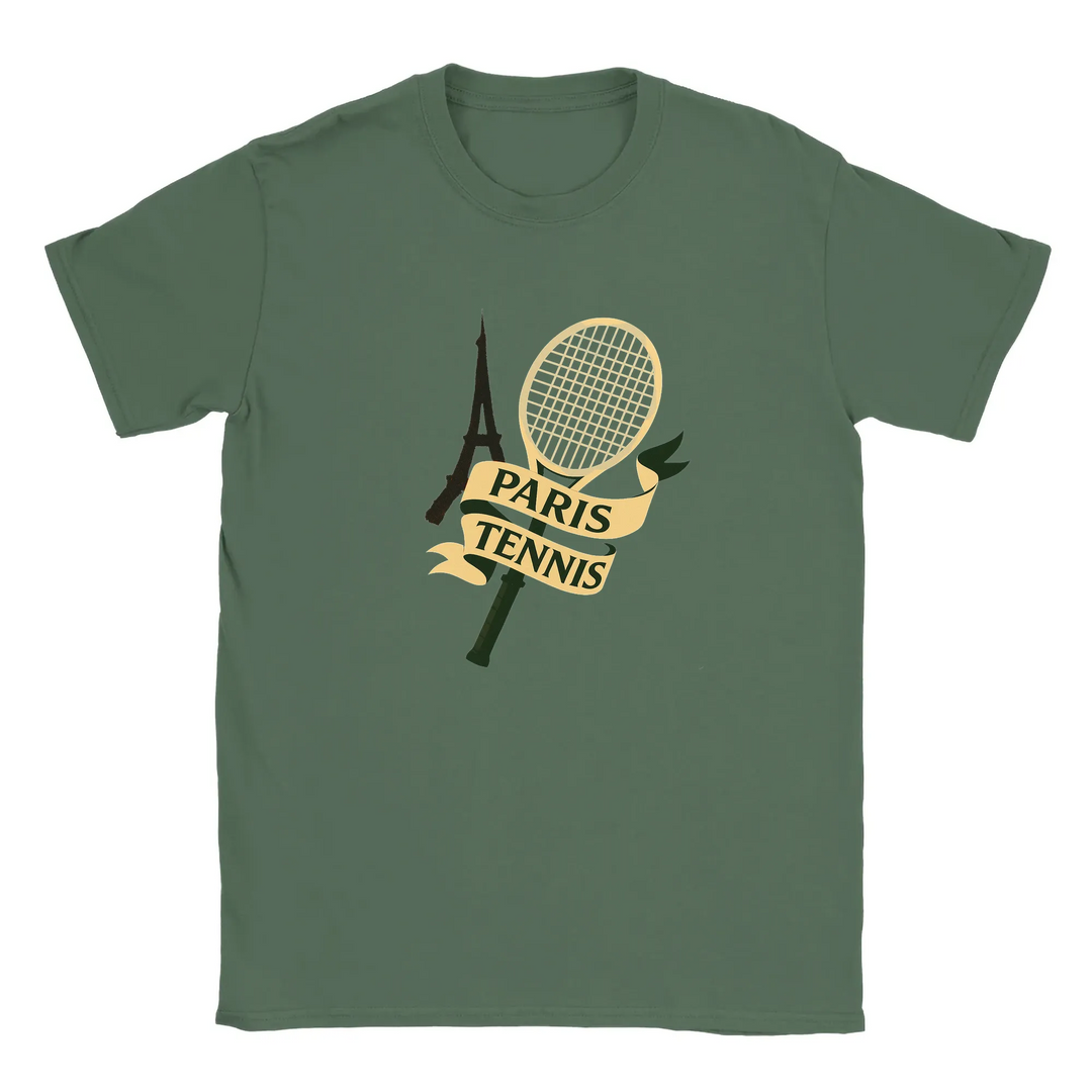 T-shirt featuring a graphic of tennis players in Paris