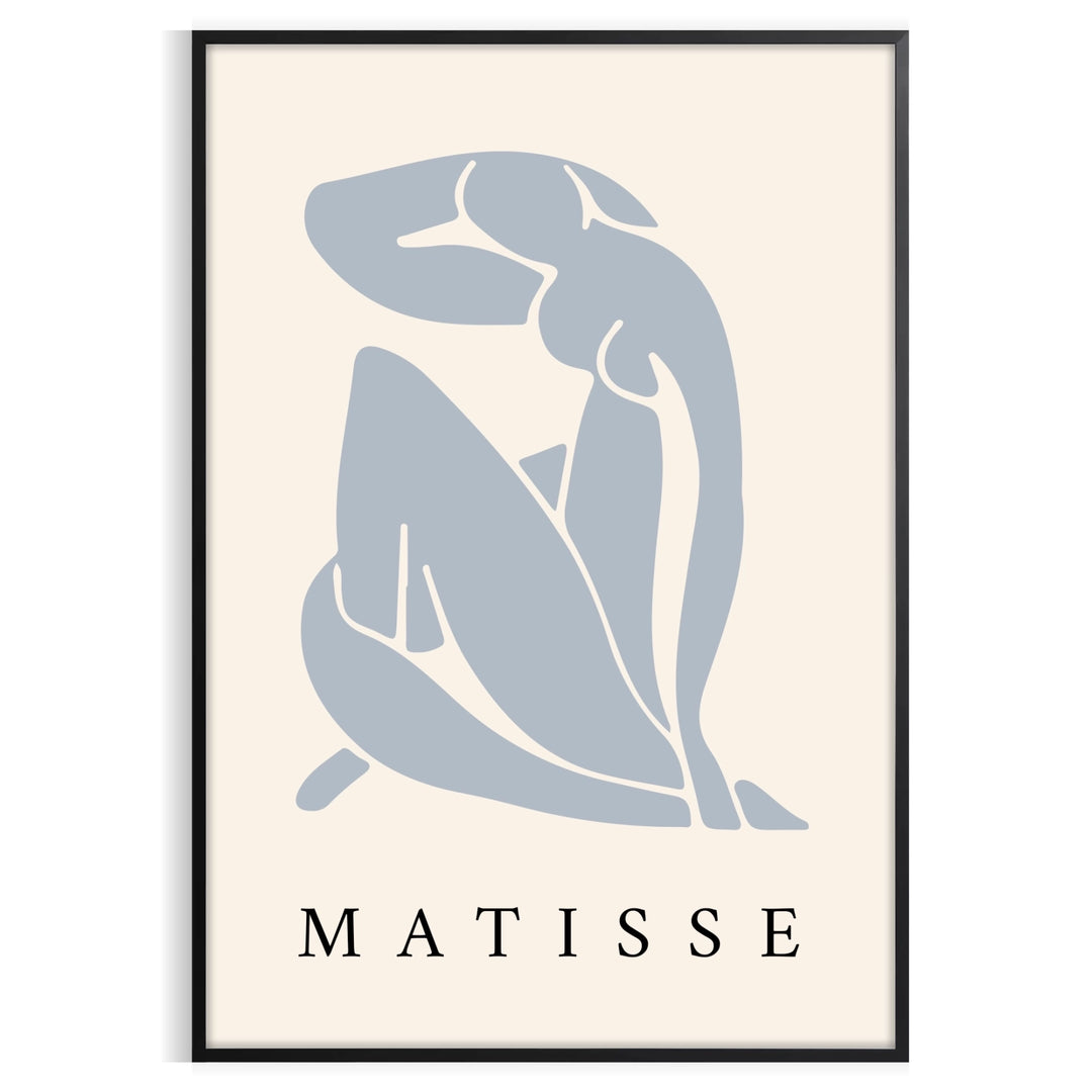 Abstract silhouette of a reclining nude in blue and white
