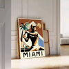 White and green Miami tennis poster, minimalist retro artwork style