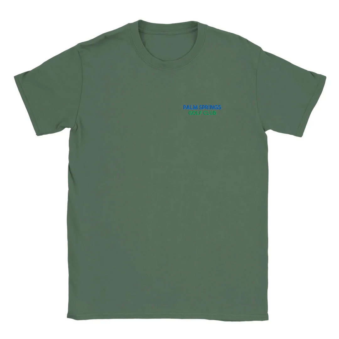 T-shirt featuring an embroidered design of Palm Springs Golf 2