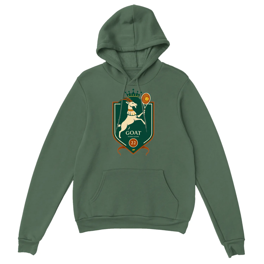 Hoodie featuring a graphic print of Tennis GOAT Rafa