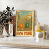 Illustration of an elephant and rhinoceros playing basketball in New York