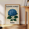 Vintage illustration of a botanical flower market in Paris with blue and gray tones