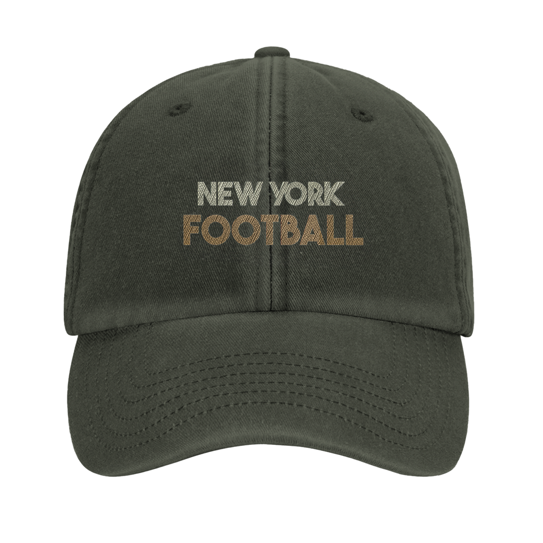 Embroidered cap featuring a vintage New York Football 1 design