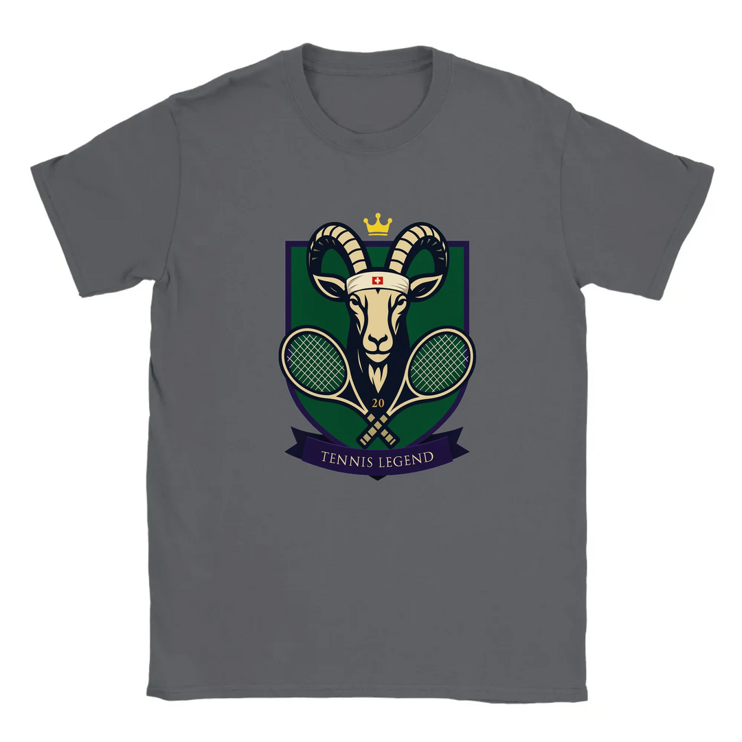 T-shirt featuring a graphic of Roger Federer playing tennis