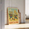Playful elephant and rhino in Barcelona football theme, gray and green colors