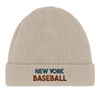 Embroidered beanie featuring a New York baseball graphic design