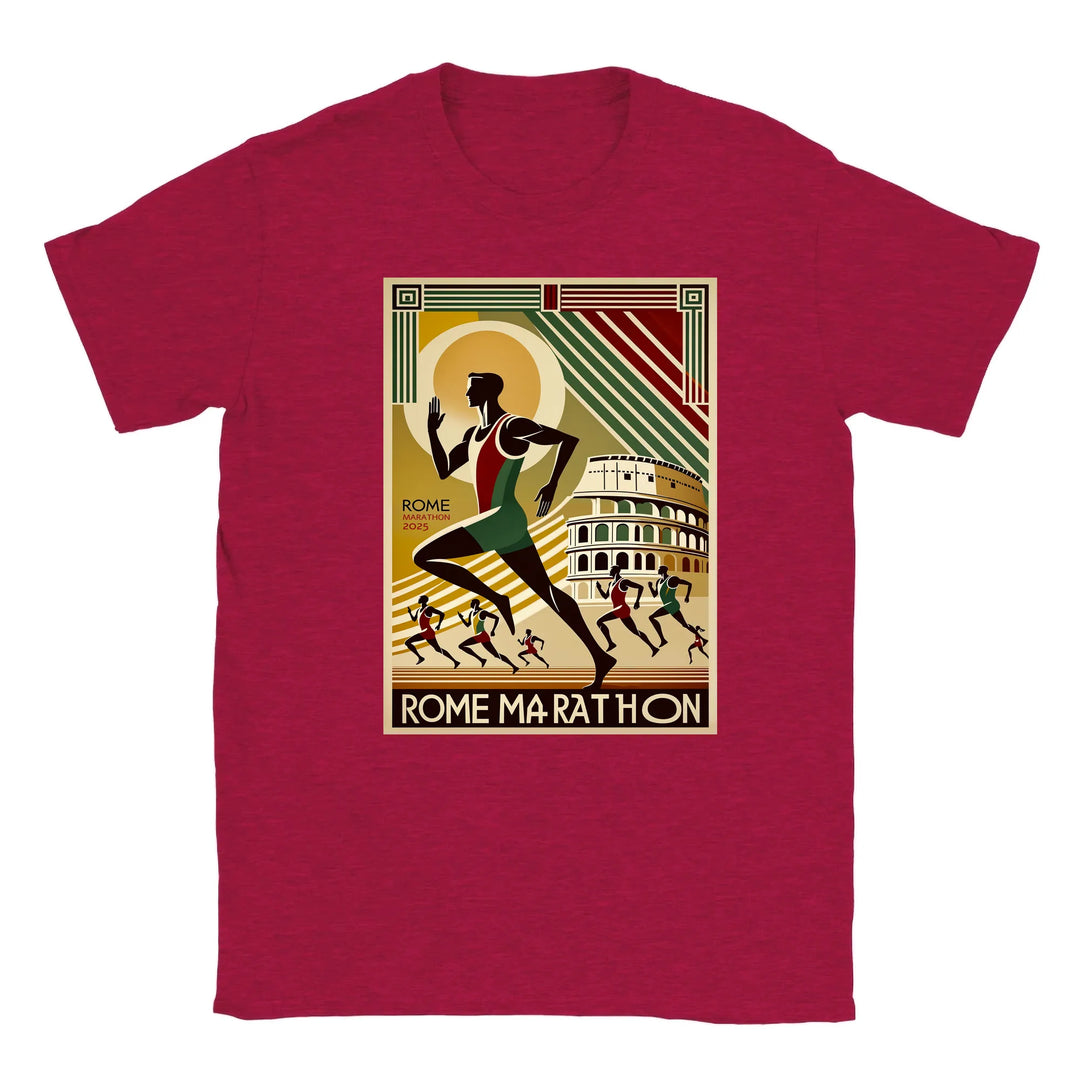 T-shirt med en grafisk design av Rom Marathon-logotypen