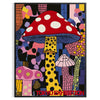 Colorful mushroom with polka dots by Yayoi Kusama, featuring green and black hues