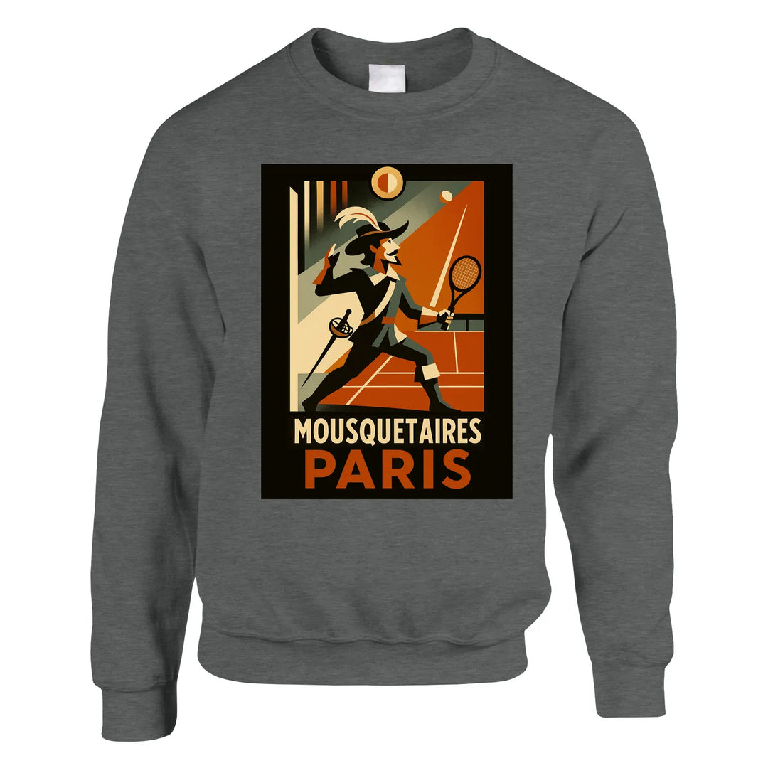 Crewneck sweater featuring a graphic of Mousquetaires Paris Tennis logo