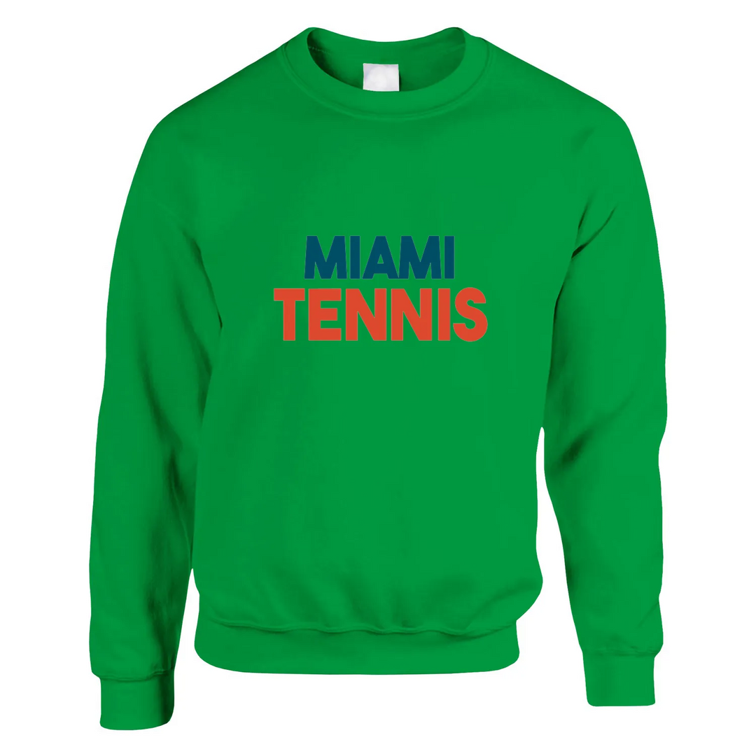 Unisex sweater with a retro Miami Tennis logo print