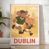 Art Deco illustration of an elephant playing rugby in Dublin