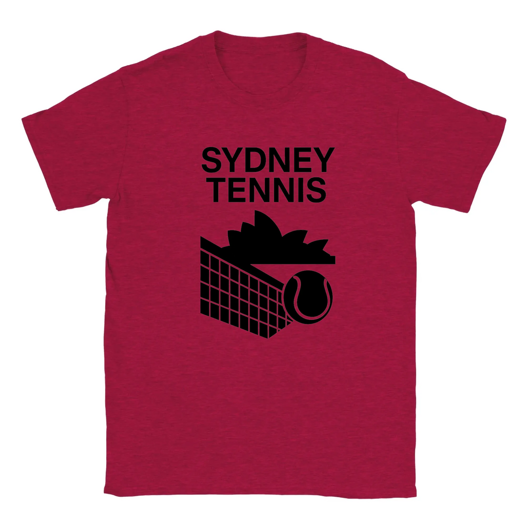 T-shirt featuring a graphic of tennis players in Sydney