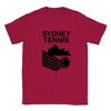 T-shirt featuring a graphic of tennis players in Sydney