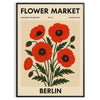 Botanical poster of Berlin flower market in black and red