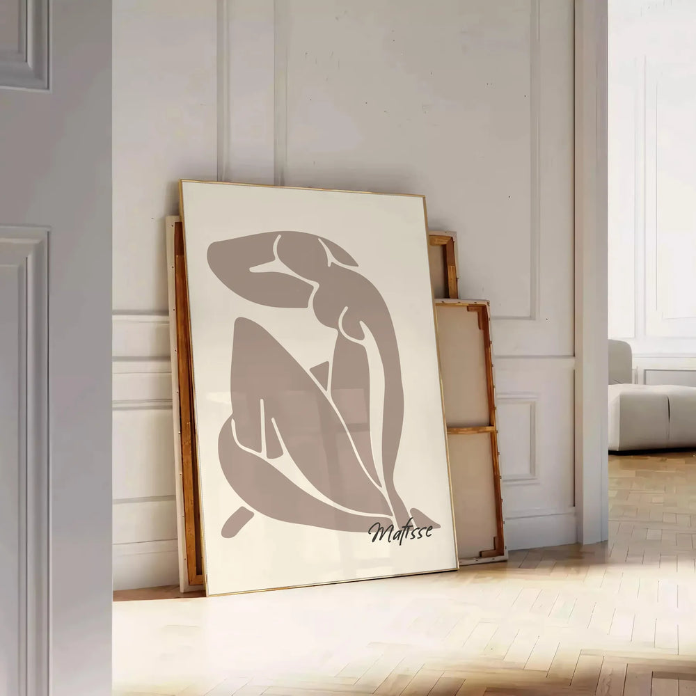 Matisse Blue Nude II in cut-out style featuring blue, orange, and green tones