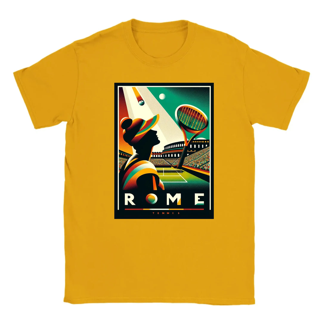 T-shirt featuring a graphic of a tennis player in action