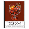 Minimalist Negroni cocktail poster, gray and brown watercolor composition