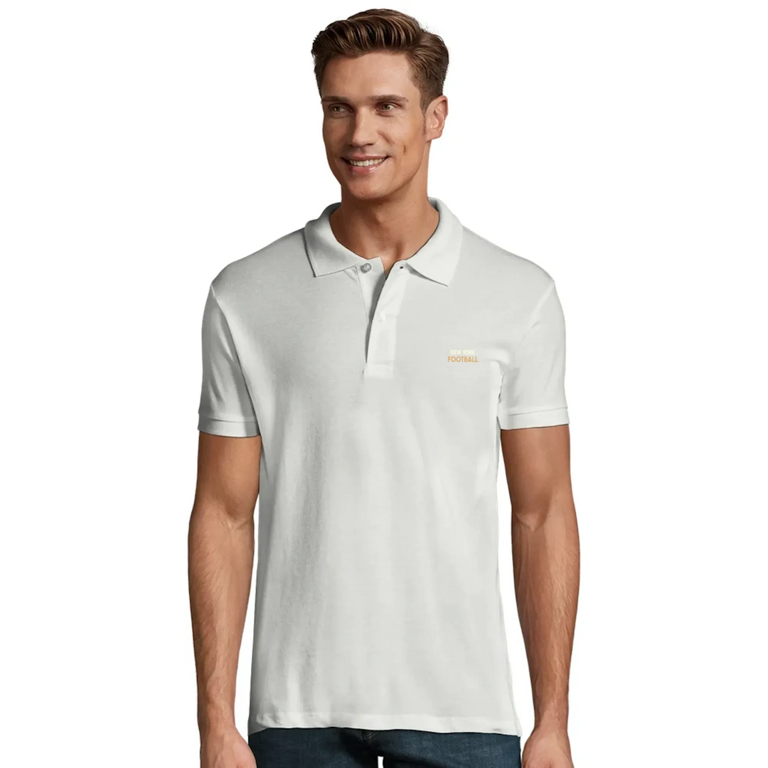 Embroidered polo shirt showcasing the New York football crest