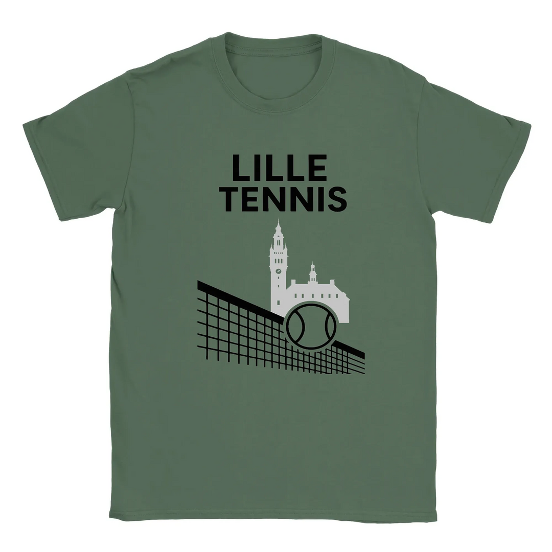 T-shirt featuring a graphic of a tennis player in action