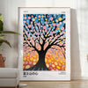 Orange and green cherry tree poster by Yayoi Kusama, bold pattern