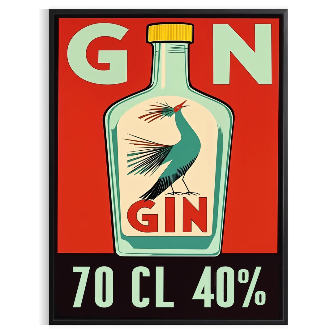 Retro minimalist illustration of a gin cocktail in orange and red hues