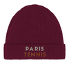 Embroidered beanie featuring a tennis design inspired by Paris