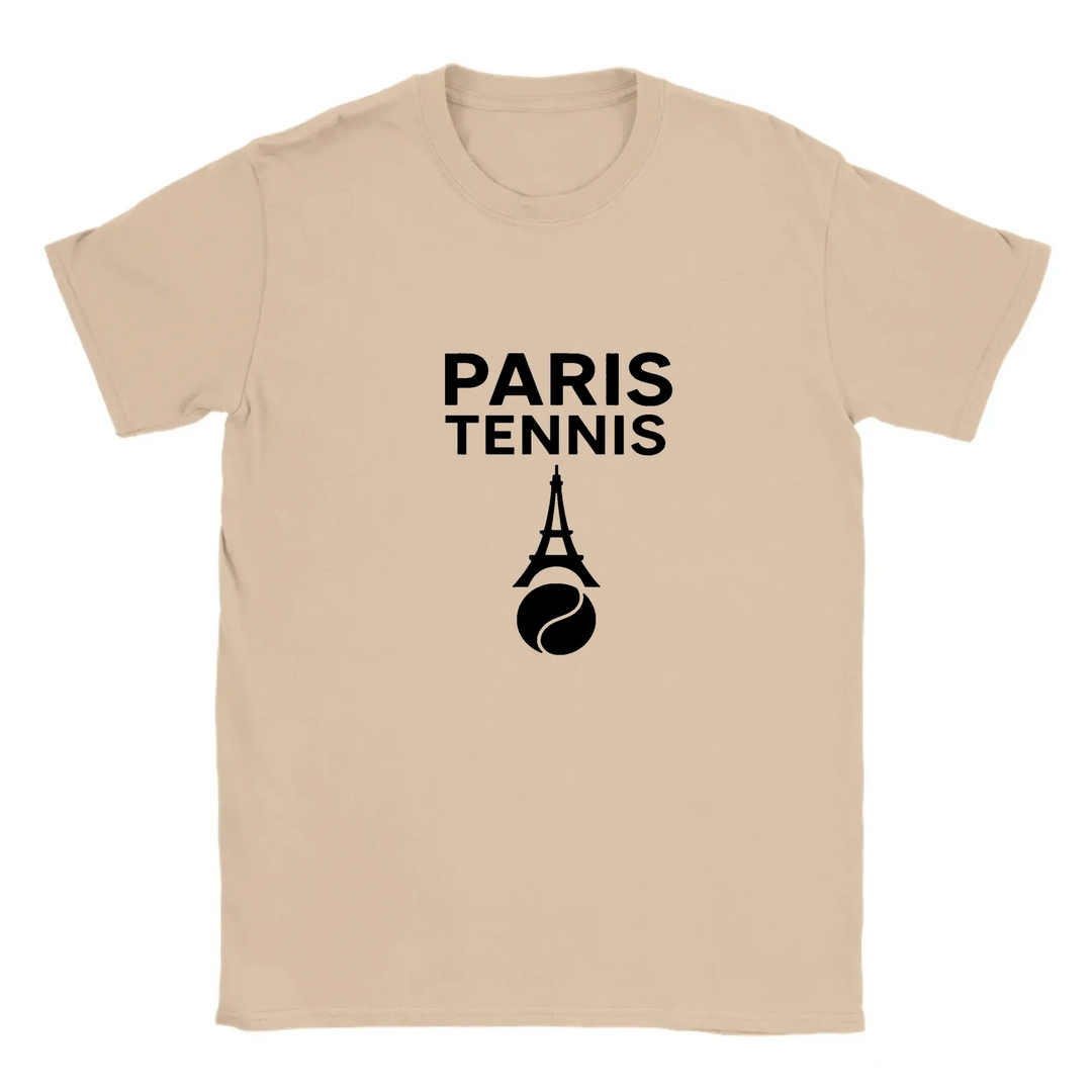 T-shirt featuring a graphic of a tennis player in Paris