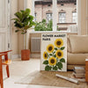 Vintage botanical Paris flower market poster in green and yellow tones