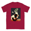 T-shirt featuring a graphic design of tennis elements and Paris landmarks