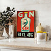 Retro minimalist illustration of a gin cocktail in orange and red hues
