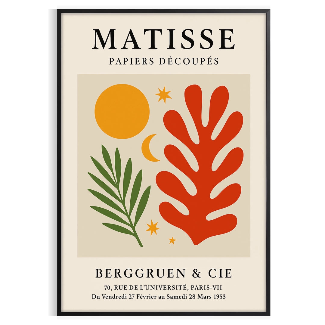 Poster showing Matisse papercut-style artwork with green and orange shapes